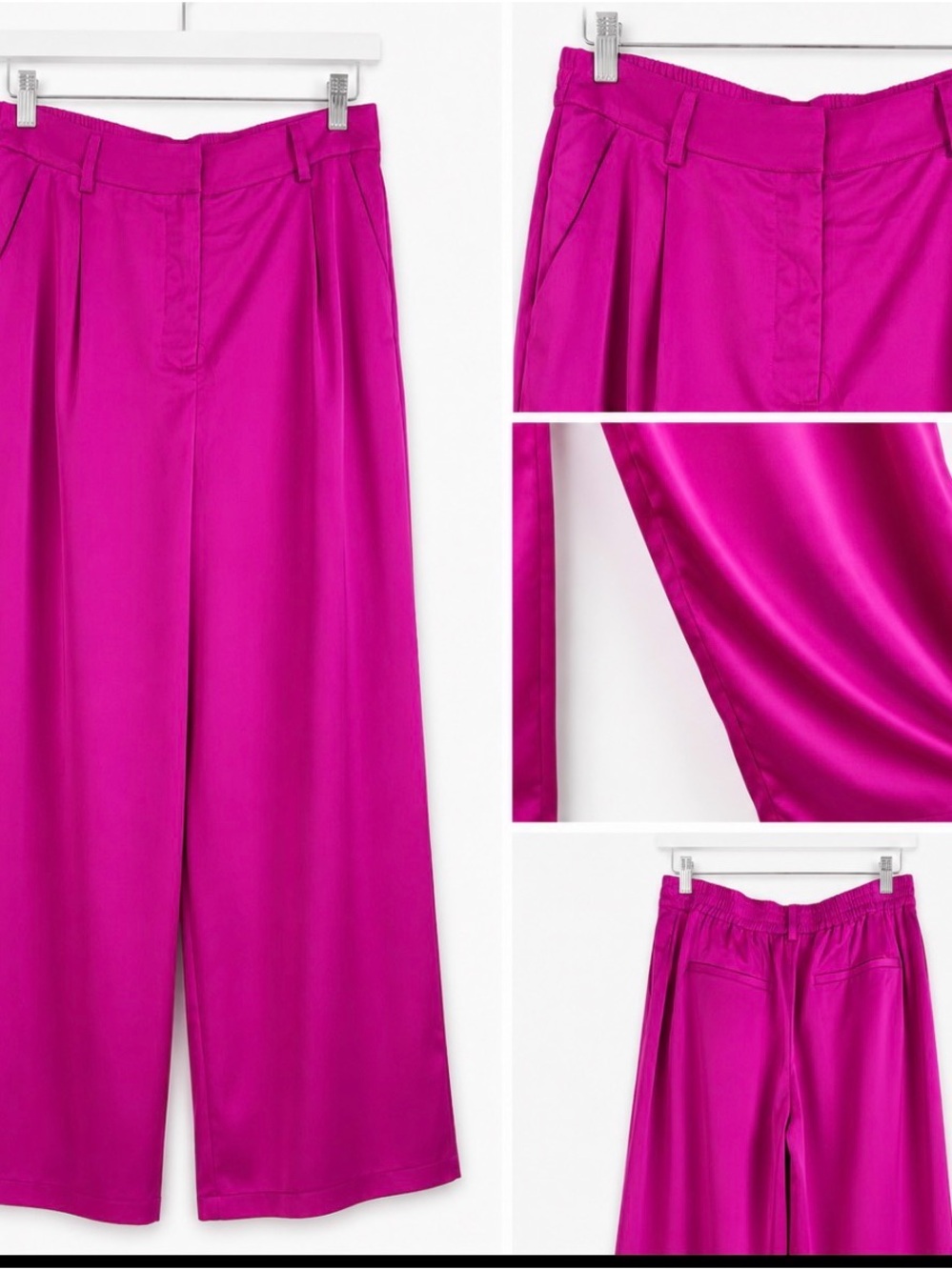 House of Harlow 1960 Fuchsia Satin Wide Leg Pants Size M